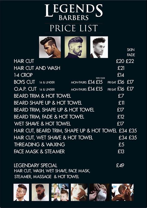 legends studio barber shop|legends barbershop price list.